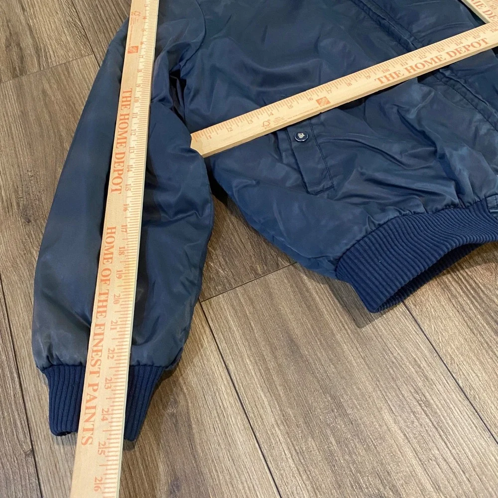 Vintage‎ Sears Work Leisure Mens LARGE 80's Blue Nylon Flight Bomber Jacket Coat